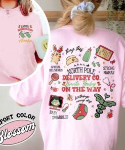 vintage christmas pregnancy announcement shirt with santa baby design for labor and delivery nurses and delivery crew v0hil