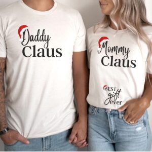 vintage christmas pregnancy announcement shirts for couples with maternity reveal design and unique holiday theme 2wmgs