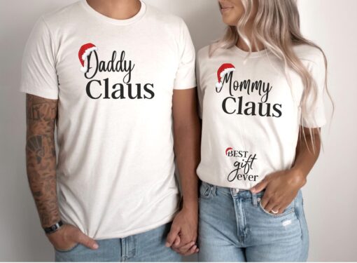 vintage christmas pregnancy announcement shirts for couples with maternity reveal design and unique holiday theme 2wmgs