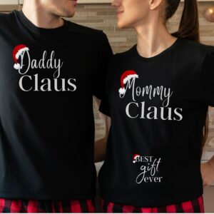 vintage christmas pregnancy announcement shirts for couples with maternity reveal design and unique holiday theme 3kruv