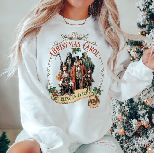 vintage christmas shirt a christmas carol sweatshirt featuring scrooge and marley retro bookish dickens design