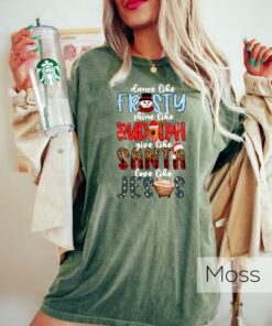 vintage christmas shirt dance like frosty shine like rudolph love like jesus holiday crewneck hoodie for religious celebrations okh5d