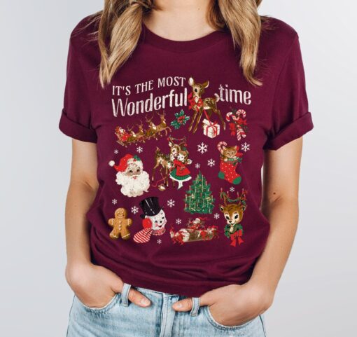 vintage christmas shirt featuring santa and snowman retro design for holiday apparel jzfdh scaled