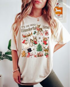 Vintage Christmas Shirt Featuring Santa and Snowman Retro Design for Holiday Apparel