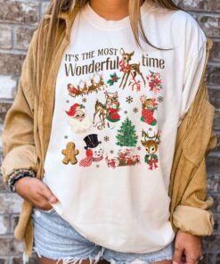 vintage christmas shirt featuring santa and snowman retro design for holiday apparel sbt0n scaled