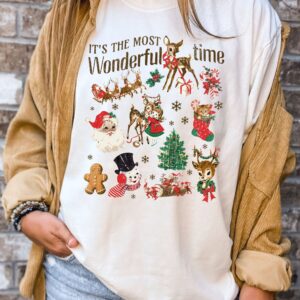 vintage christmas shirt featuring santa and snowman retro design for holiday apparel sbt0n scaled