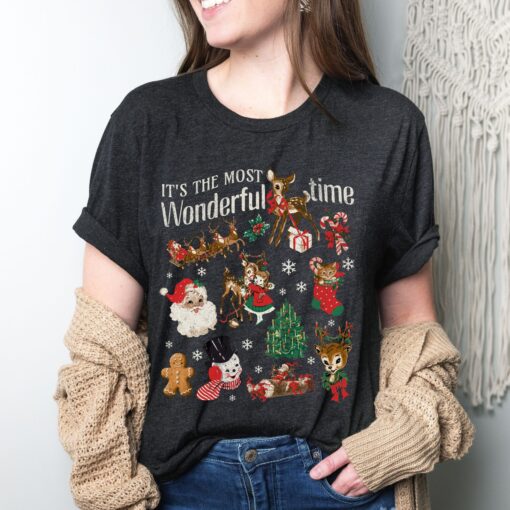 vintage christmas shirt featuring santa and snowman retro design for holiday apparel xwee3 scaled