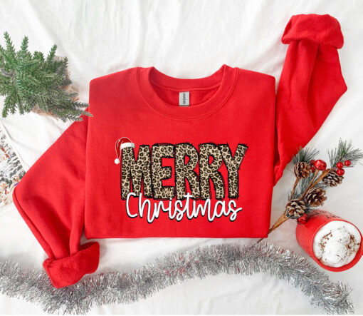 vintage christmas shirt for women with leopard print design and merry christmas graphic 2dage scaled