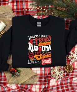 vintage christmas shirt with inspirational quotes dance like frosty shine like rudolph love like jesus for holiday celebrations 9xvyf scaled