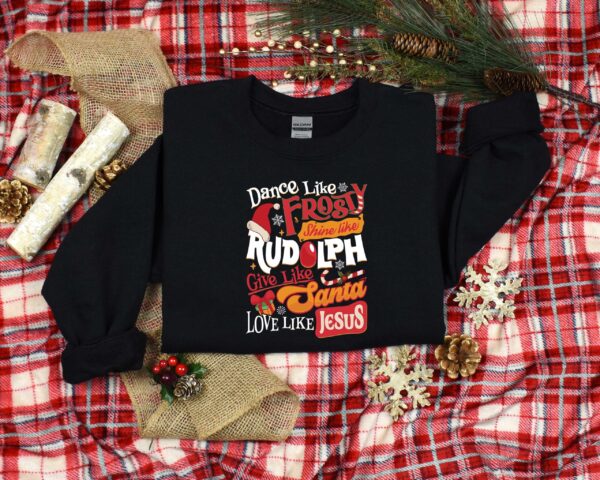 vintage christmas shirt with inspirational quotes dance like frosty shine like rudolph love like jesus for holiday celebrations 9xvyf scaled