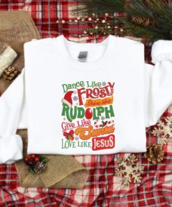 vintage christmas shirt with inspirational quotes dance like frosty shine like rudolph love like jesus for holiday celebrations iqwhb scaled