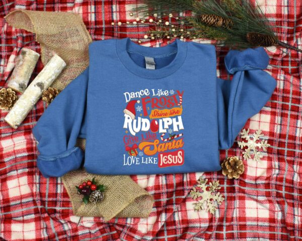 vintage christmas shirt with inspirational quotes dance like frosty shine like rudolph love like jesus for holiday celebrations noxk6 scaled