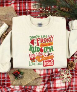 vintage christmas shirt with inspirational quotes dance like frosty shine like rudolph love like jesus for holiday celebrations subri scaled