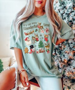 vintage christmas shirt with santa snowman reindeer doodle design for holiday apparel and retro style celebrations dvyxz