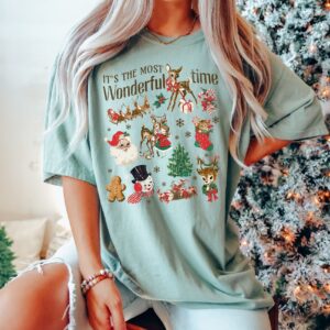 vintage christmas shirt with santa snowman reindeer doodle design for holiday apparel and retro style celebrations dvyxz