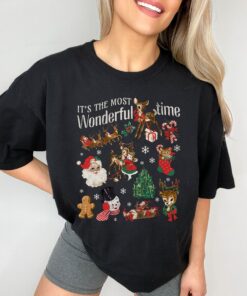 vintage christmas shirt with santa snowman reindeer doodle design for holiday apparel and retro style celebrations hp1ao