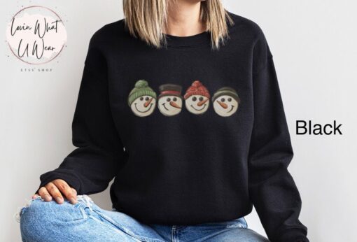 vintage christmas snowman sweatshirt retro crewneck top for winter with oversized fit and fun holiday design