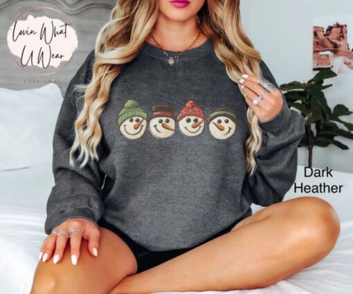 vintage christmas snowman sweatshirt retro crewneck top for winter with oversized fit and fun holiday design