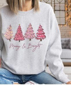 vintage christmas sweater for women with pink tree design holiday crewneck and sweatshirt for winter wear dfkfc