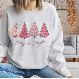 vintage christmas sweater for women with pink tree design holiday crewneck and sweatshirt for winter wear dfkfc