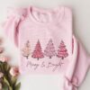 vintage christmas sweater for women with pink tree design holiday crewneck and sweatshirt for winter wear zxjos