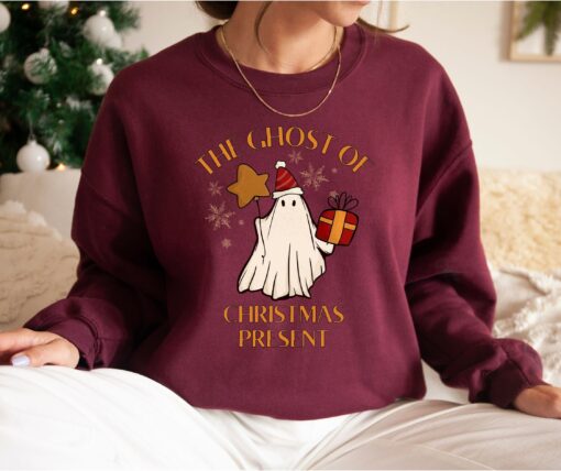 vintage christmas sweater with funny ghost design for women ugly christmas sweatshirt for holiday celebrations llyek