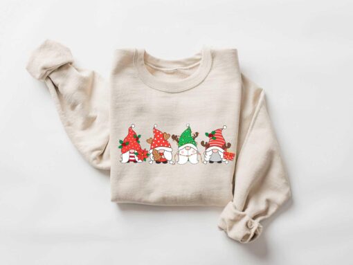 vintage christmas sweater with funny gnomes and ghosts design for women ideal for holiday gatherings and winter celebrations cibbm