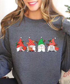 vintage christmas sweater with funny gnomes and ghosts design for women ideal for holiday gatherings and winter celebrations lnlnm