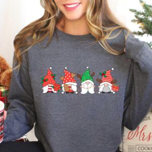 vintage christmas sweater with funny gnomes and ghosts design for women ideal for holiday gatherings and winter celebrations lnlnm