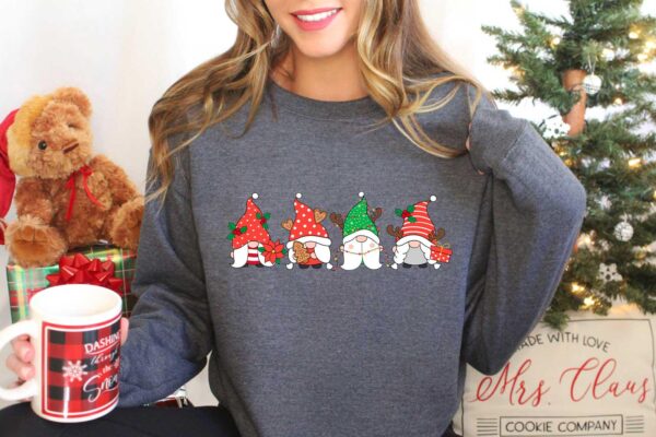 vintage christmas sweater with funny gnomes and ghosts design for women ideal for holiday gatherings and winter celebrations lnlnm