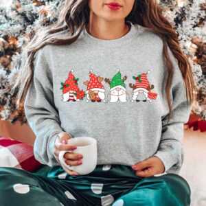 vintage christmas sweater with funny gnomes and ghosts design for women ideal for holiday gatherings and winter celebrations pe1td