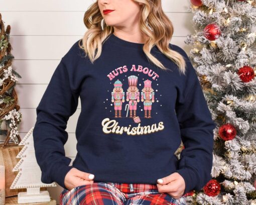 vintage christmas sweatshirt nuts about christmas design funny retro winter tee with nutcracker theme erjfe scaled