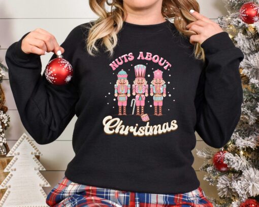 vintage christmas sweatshirt nuts about christmas design funny retro winter tee with nutcracker theme ewzzx scaled