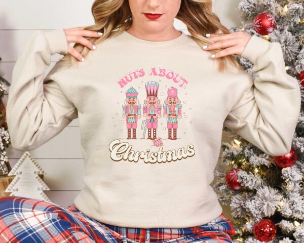 vintage christmas sweatshirt nuts about christmas design funny retro winter tee with nutcracker theme yhfaa scaled