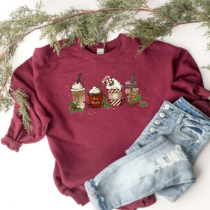 vintage christmas sweatshirt crewneck with fun coffee design for holiday celebrations and cozy winter outfits iisyw