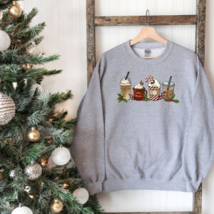 vintage christmas sweatshirt crewneck with fun coffee design for holiday celebrations and cozy winter outfits wrcto