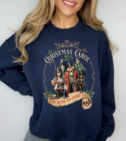 vintage christmas sweatshirt dickens christmas carol design scrooge and marley retro style bookish apparel for holiday celebrations uawh6