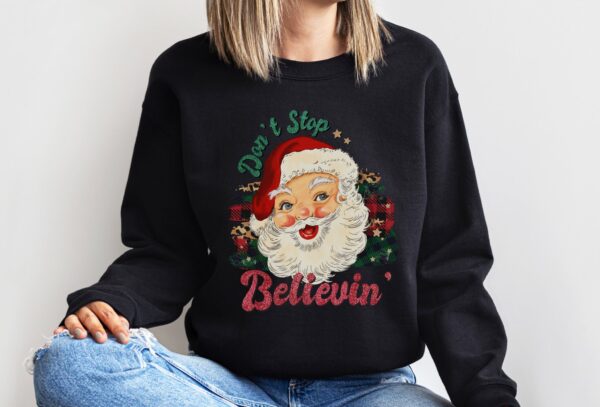 vintage christmas sweatshirt dont stop believin santa shirt retro design comfortable fit for holiday celebrations 6u3ei