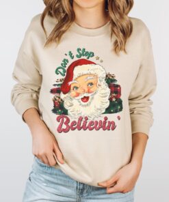 vintage christmas sweatshirt dont stop believin santa shirt retro design comfortable fit for holiday celebrations bansp