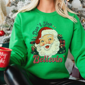 vintage christmas sweatshirt dont stop believin santa shirt retro design comfortable fit for holiday celebrations dcsx6