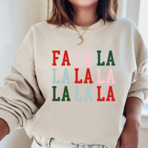 vintage christmas sweatshirt fa la la la la design soft crewneck for holiday celebrations and caroling events 3y0bk