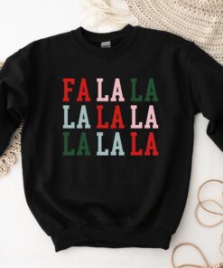 vintage christmas sweatshirt fa la la la la design soft crewneck for holiday celebrations and caroling events xhiyq