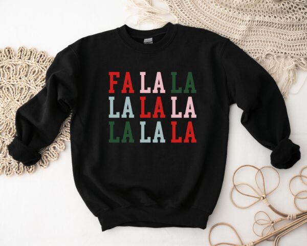 vintage christmas sweatshirt fa la la la la design soft crewneck for holiday celebrations and caroling events