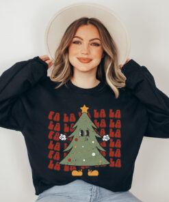 vintage christmas sweatshirt falalala tree crewneck winter apparel for women holiday style retro design 8m0fg