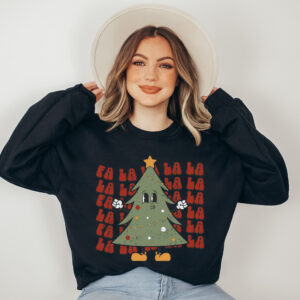 vintage christmas sweatshirt falalala tree crewneck winter apparel for women holiday style retro design 8m0fg