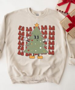 vintage christmas sweatshirt falalala tree crewneck winter apparel for women holiday style retro design t2tbd