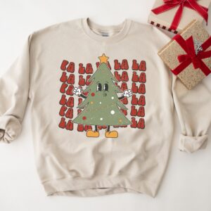 vintage christmas sweatshirt falalala tree crewneck winter apparel for women holiday style retro design t2tbd