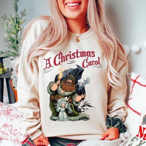 vintage christmas sweatshirt featuring a christmas carol design with scrooge and marley for book lovers and dickens fans bagjj scaled