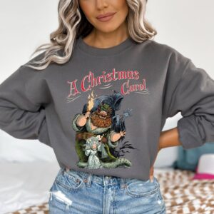 vintage christmas sweatshirt featuring a christmas carol design with scrooge and marley for book lovers and dickens fans c6vpr