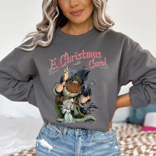 vintage christmas sweatshirt featuring a christmas carol design with scrooge and marley for book lovers and dickens fans c6vpr scaled